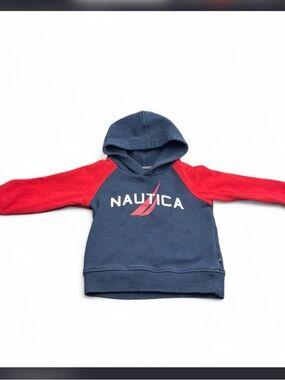 Nautica Navy & Red Hooded Pullover Sweatshirt Boys 2T